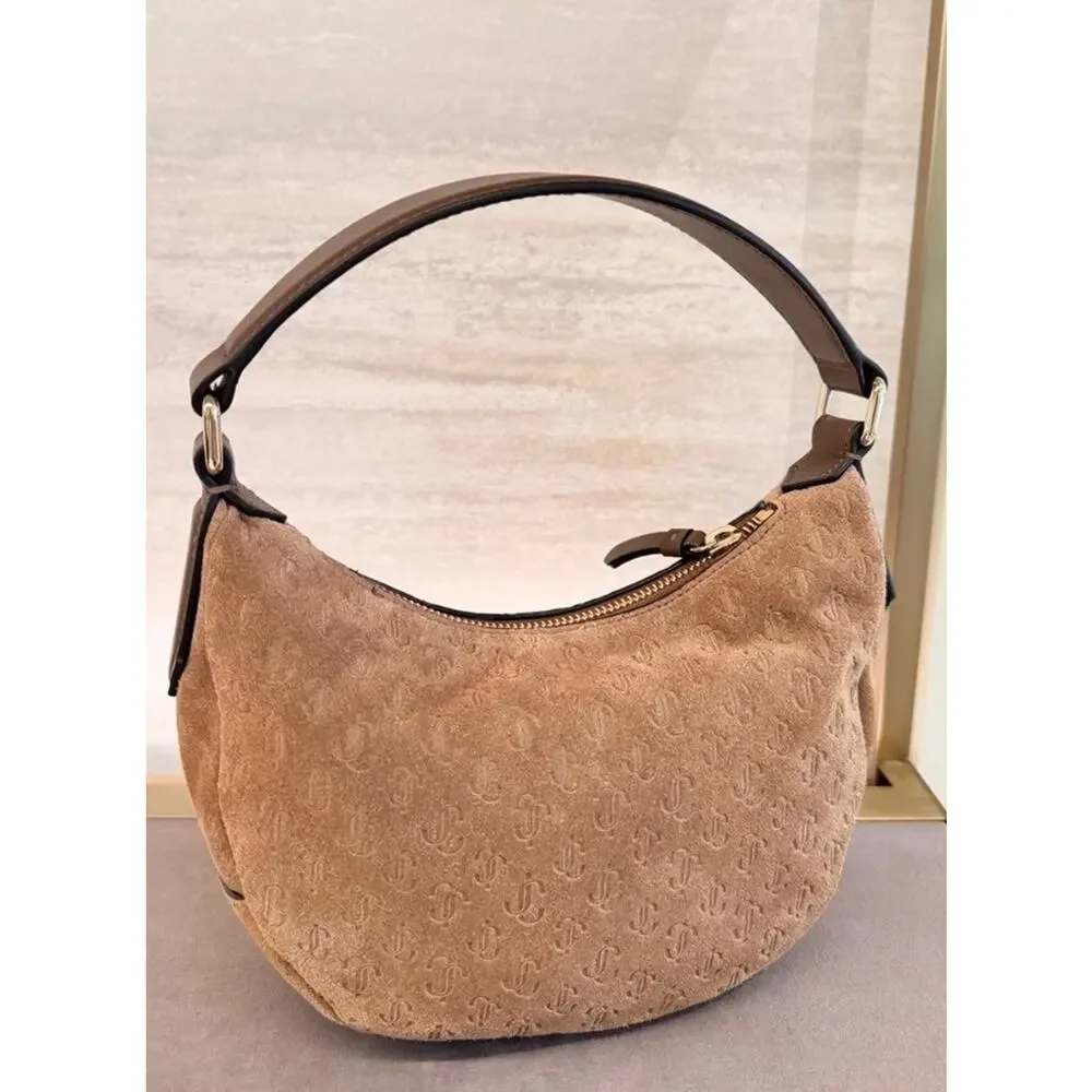 Jimmy Choo light Brown Suede Hobo crossbody Bag